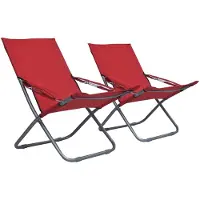The Living Store Strandstoelenset - Staal en Oxford stof - 58 x 76 x 88 cm - Rood - Verstelbaar