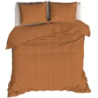 Satin d'or Dekbedovertrek Streep Spiced Terra Satijn-240 x 200 / 220 cm | Lits-Jumeaux