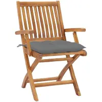 The Living Store : Opklapbare tuinstoelen met kussens, 8 stuks. Massief teakhout