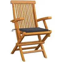 The Living Store De Living Store tuinstoelen met antraciet kussens, 6 stuks. Gemaakt van massief teakhout