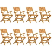 The Living Store : Tuinstoelen, 8 stuks, inklapbaar, 55x61x90 cm, massief teakhout