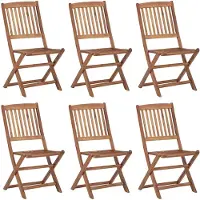 The Living Store De Living Store: Opklapbare tuinstoelen, 6 stuks met kussens, gemaakt van massief acaciahout