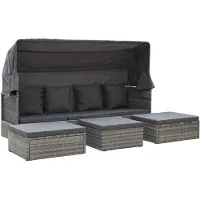 The Living Store Loungebed Gemengd Grijs 200x60x124 cm - Duurzaam PE-rattan - Weerbestendig - Montage vereist -