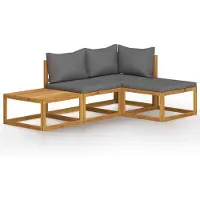 The Living Store Living Store 4-delige loungeset voor de tuin, met kussens, gemaakt van massief acaciahout