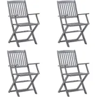 The Living Store De Living Store: Opklapbare tuin stoelen, 4 stuks, met kussens, gemaakt van massief acaciahout