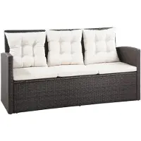 The Living Store Living Store 5-delige loungeset voor de tuin, met kussens, van bruin polyrotan