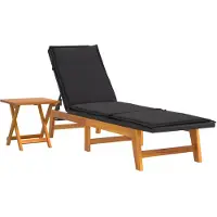 The Living Store Ligbed - Acaciahout - PE-rattan - Verstelbare rugleuning - Met kussen - Tafel - 200x54x87 cm -