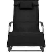 The Living Store Ligbed - Gepoedercoat staal - Textileen - 149 x 62 x 88 cm - Zwart en grijs
