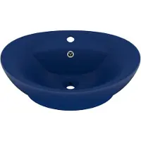 The Living Store De Living Store: Luxe wastafel met overloop, mat donkerblauw, 58,5x39 cm, keramiek