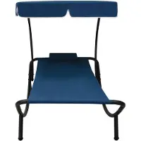 The Living Store De Living Store tuinstoel voor in de zon, met zonnedak en kussen, blauw