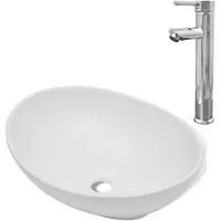 The Living Store Keramische Wastafel - Slimme Mengkraan - Badkamer/Toilet - 400x330x135 mm - Hoogglans - Afvoergat 4.5