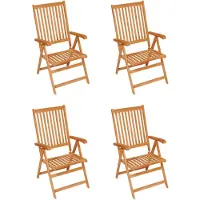 The Living Store : 4 tuinstoelen met crème kussens, gemaakt van massief teakhout