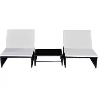 The Living Store Rattan Loungeset - Zwart - 2 Stoelen + Tafel - Verstelbare Rugleuning - Inclusief Kussens