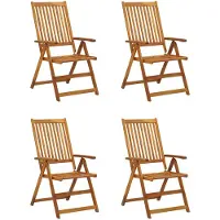 The Living Store Houten tuinstoelen - set van 4 - Massief acaciahout - Verstelbare rugleuning - Inclusief kussens -