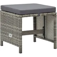 The Living Store : Tuinstoelen, set van 4, met zitkussens, van polyrotan, grijs