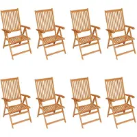 The Living Store Teakhouten Stoelenset - Inklapbaar - Verstelbaar - Hard Teakhout - 8 stoelen met kussens