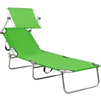 The Living Store Lounge Ligbed - Appeltjesgroen - 189 x 58 x 27 cm - Verstelbare rugleuning en luifel