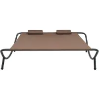 The Living Store Loungebed Oxford Stof - 200 x 173 x 45 cm - Bruin - Incl - 2 kussens