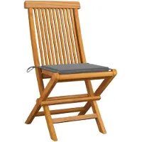 The Living Store Inklapbare Teakhouten Tuinstoelen - 47x60x89 cm - Grijs Kussen- Levering- 6 Tuinstoelen - 6 Zitkussens
