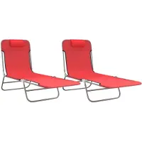 The Living Store Ligbedden - Inklapbaar - Rood - Stalen frame - Textileen - 135x54.5x87 cm - 186x54.5x26.5 cm