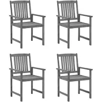 The Living Store Living Store tuinstoelen met kussens, 4 stuks, grijs, massief acaciahout