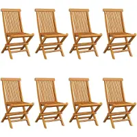 The Living Store De Living Store tuinstoelen met grijze kussens, 8 stuks, gemaakt van massief teakhout