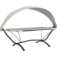 The Living Store Hangmat Loungebed - Crème - 274 x 114.5 x 171 cm - Staal en Oxford stof