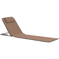 The Living Store Strandstoelen - Opvouwbare strandmatten - Set van 2 - Bruin - Gepoedercoat staal en stoffen bekleding
