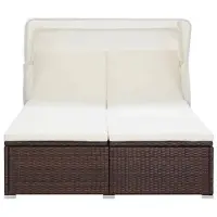 The Living Store De Living Store ligbed voor 2 personen, met kussen, van bruin polyrotan