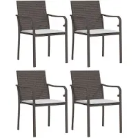 The Living Store Tuinstoel PE-rattan - staal - 56x59x84 cm - Bruin - Set van 4