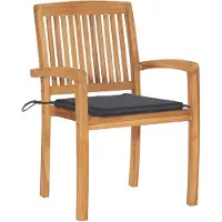 The Living Store Tuinstoelen - Teakhout - Vintage uitstraling - 60 x 57.5 x 90 cm - Stapelbaar - Inclusief kussens -