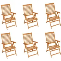 The Living Store : 6 tuinstoelen met rode kussens, gemaakt van massief teakhout