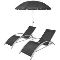 The Living Store Ligbedden - Aluminium - Verstelbare rugleuning - Weerbestendig - 156 x 60 x 89 cm