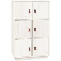 The Living Store Dressoir Grenenhout - Wit - 67x40x108.5cm - 6 vakken met deuren