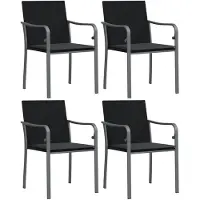 The Living Store Tuinstoel - PE-rattan en staal - 56x59x84 cm - Zwart