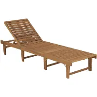 The Living Store Ligstoel Acaciahout - Zwart Kussen - 200x61x30/86 cm