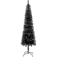 The Living Store : Slanke kerstboom, zwart, 240 cm