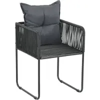 The Living Store : Tuinstoelen, 2 stuks, met kussens, van polyrotan, zwart