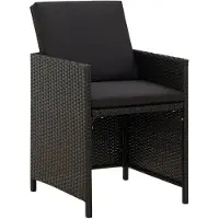 The Living Store Tuinstoelenset - PE-rattan - Zwart - 52x56x85 cm - Met kussens
