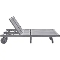 The Living Store De Living Store ligbed voor 2 personen, met kussen, in de kleur grijs, gemaakt van massief acaciahout