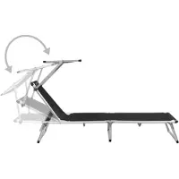 The Living Store Ligstoel Tuin - 186 x 58 x 25.5 cm - Verstelbaar - Zwart - Aluminium