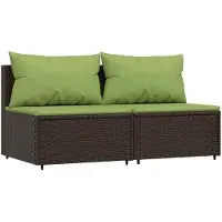 The Living Store Tuinmiddenbanken - Bruin - 63 x 63 x 57.5 cm - Weerbestendig PE-rattan - Gepoedercoat stalen frame