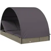 The Living Store De Living Store ligbed voor 2 personen met zonnedak, grijs, 211x112x140, polyrotan