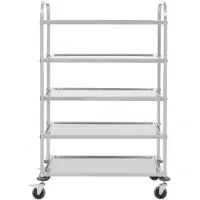 The Living Store Serveerwagen - 5-laags - RVS - 107x55x147cm - 100mm wielen