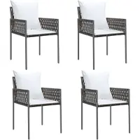 The Living Store De Living Store tuinstoelen met kussens, 4 stuks, bruin, 54x61x83 cm, polyrotan