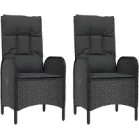The Living Store Rattan Stoelenset - Tuinset - 57x62.5x109 cm - Zwart