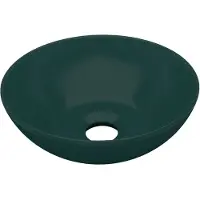 The Living Store Ronde Keramische Wastafel - 280 x 100 mm - Donkergroen