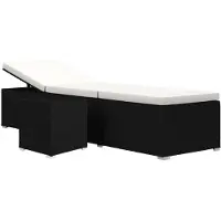 The Living Store Poly Rattan Ligbed - Zwart - 195 x 60 x 31 cm - Verstelbaar - Weerbestendig - Incl - kussen -