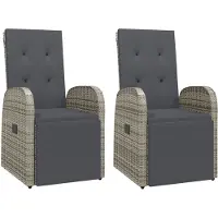 The Living Store verstelbare tuinstoelen - grijs - PE-rattan en gepoedercoat staal - 57x69x106 cm - verstelbare