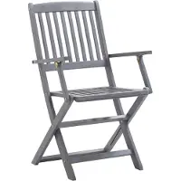 The Living Store Klapstoelen - Houten tuinset - 54 x 57 x 91 cm - Acaciahout - Greywash